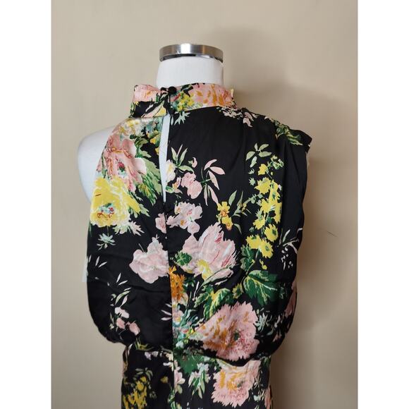 Petal & Pup Anabelle Satin Floral Maxi Dress Funnel Neck - Picture 9 of 12